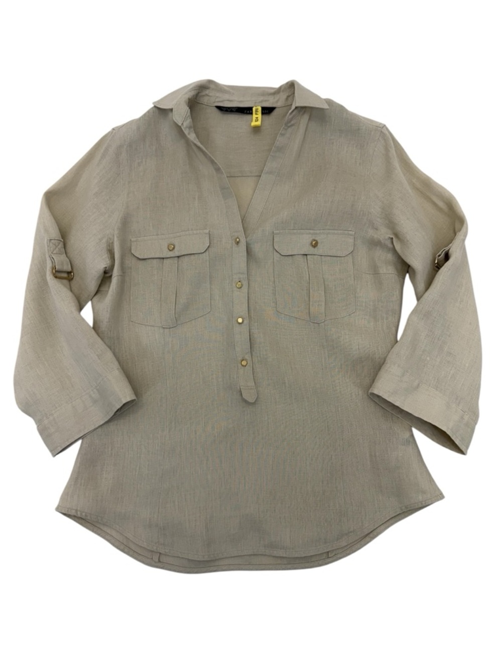 Zara Linen Top Medium Tan